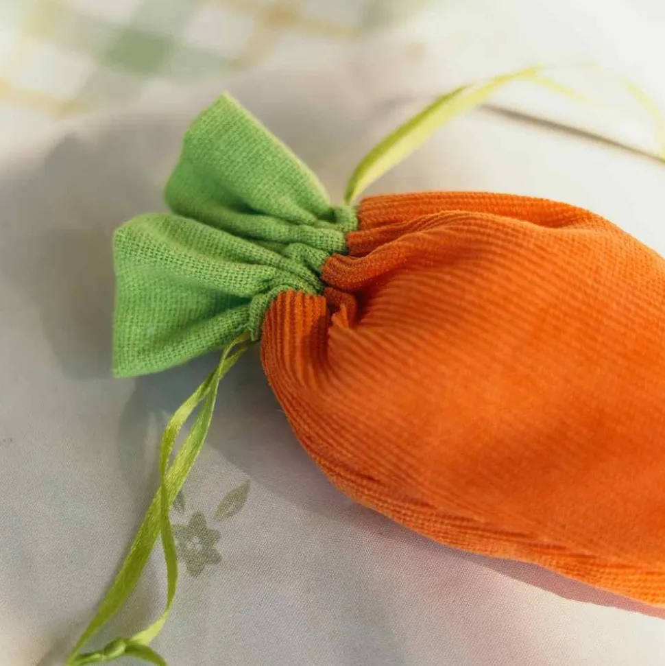 4 POCHONS CAROTTE TISSU 10X20CM ORANGE