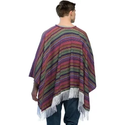 PONCHO MEXICAIN FRANGES RAYURES MULTICOLORE ADULTE