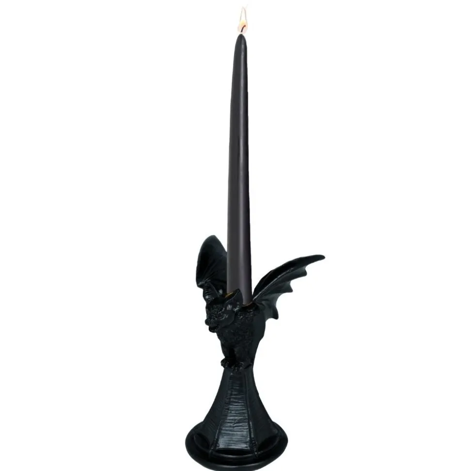 PORTE-BOUGIE CHAUVE-SOURIS DÉCO RÉSINE 18X12CM