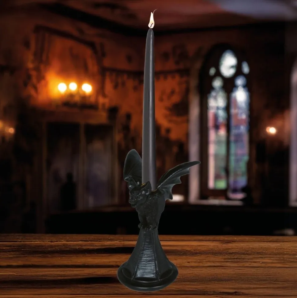 PORTE-BOUGIE CHAUVE-SOURIS DÉCO RÉSINE 18X12CM