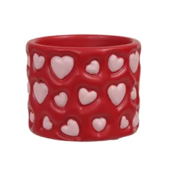 POT CIMENT CYLINDRE CUR ROSE 11X9CM ROUGE