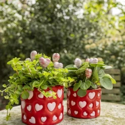 POT CIMENT CYLINDRE CUR ROSE 11X9CM ROUGE