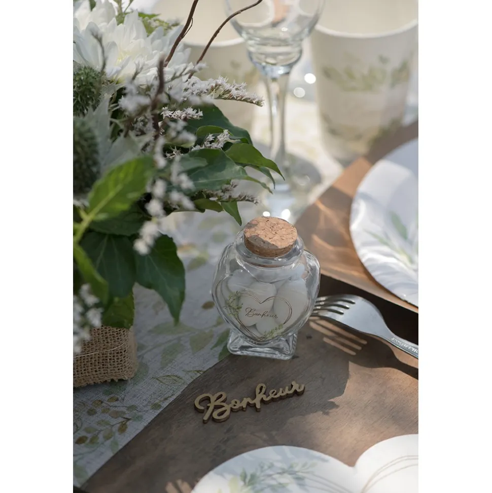 POT COEUR BONHEUR VERRE 4X4X6CM TRANSPARENT