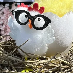 3 POULETTES BLANCHES LUNETTES 3.5X3.5X5CM