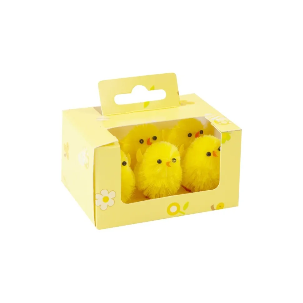 6 POUSSINS DÉCORATIFS CHENILLE 4.5X3CM JAUNE