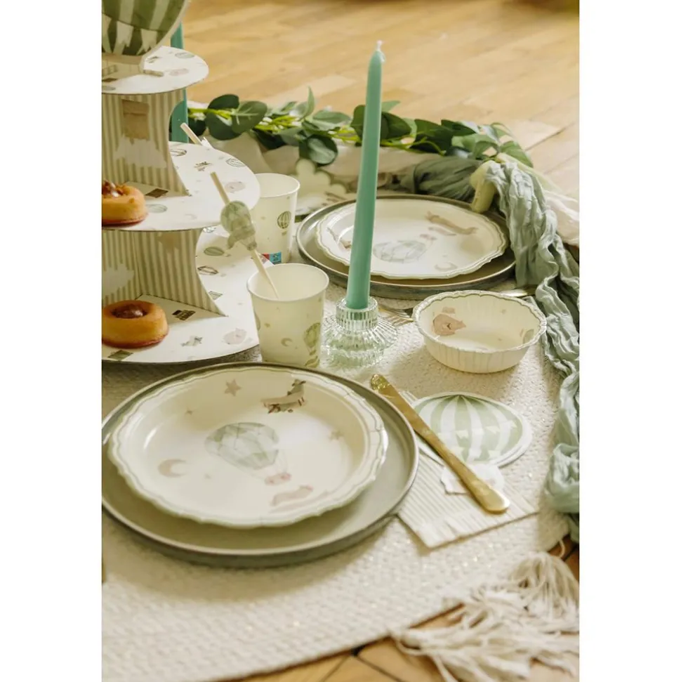 PRÉSENTOIR 3 ÉTAGES CARTON MONTGOLFIÈRE 44CM CRÈME