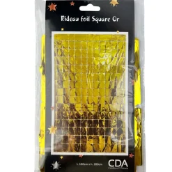 RIDEAU DE FÊTE CARRÉS SCINTILLANTS 2X1M OR