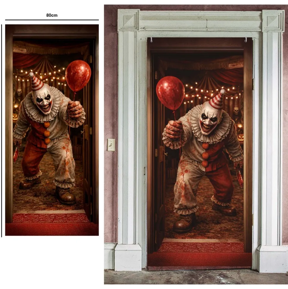 RIDEAU DE PORTE CLOWN CIRQUE HORREUR 80X180CM