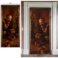 RIDEAU DE PORTE CLOWN NOËL MACHIAVÉLIQUE 80X180CM