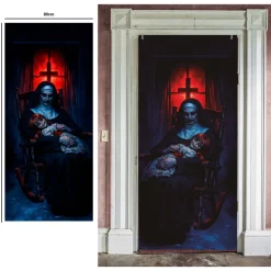 RIDEAU DE PORTE NONNE POUPÉE POSSÉDÉES 80X180CM