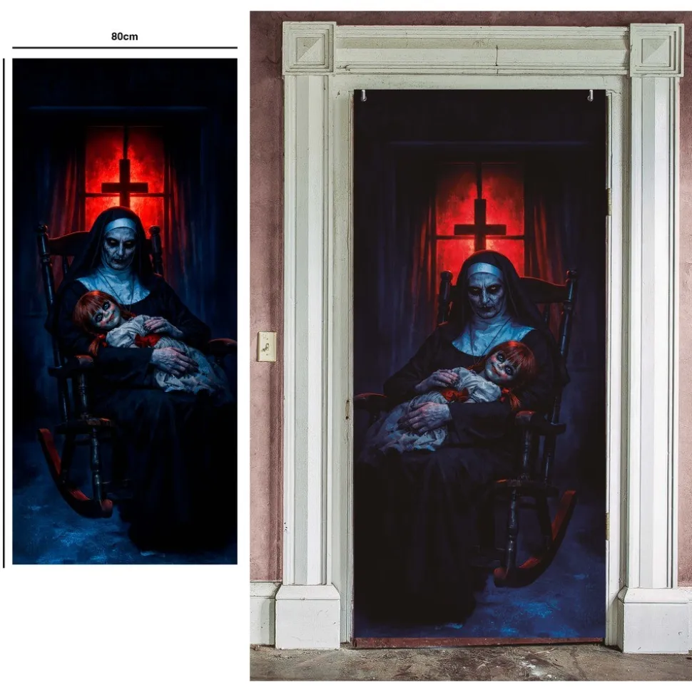 RIDEAU DE PORTE NONNE POUPÉE POSSÉDÉES 80X180CM