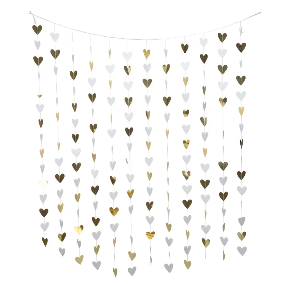 RIDEAU PETITS CURS 7CM 2X1.80M BLANC ET OR