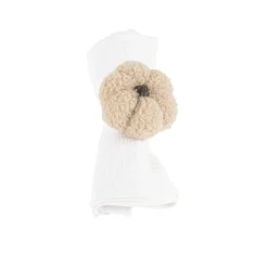 ROND DE SERVIETTE CITROUILLE TISSU JUTE 8CM IVOIRE