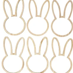 6 RONDS SERVIETTE LAPIN BOIS 6X10CM