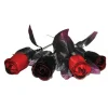 4 ROSES ARTIFICIELLES PAILLETÉES 35CM ROUGE NOIR