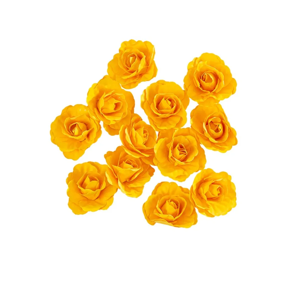 12 ROSES PAPIER DÉCORATIF ADHÉSIF 3.5CM OCRE