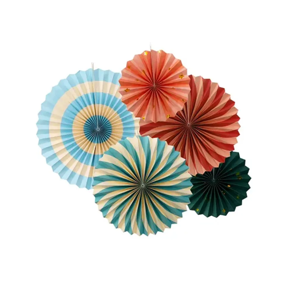 5 ROSETTES CARTON CIRQUE 26-43CM MULTICOLORE