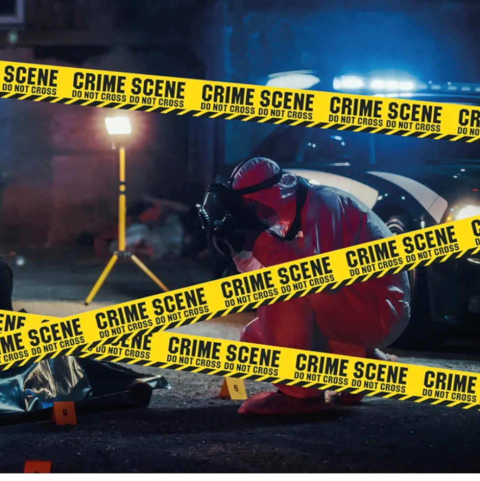 RUBAN BALISAGE POLICE SCÈNE DE CRIME 12CMX6M JAUNE