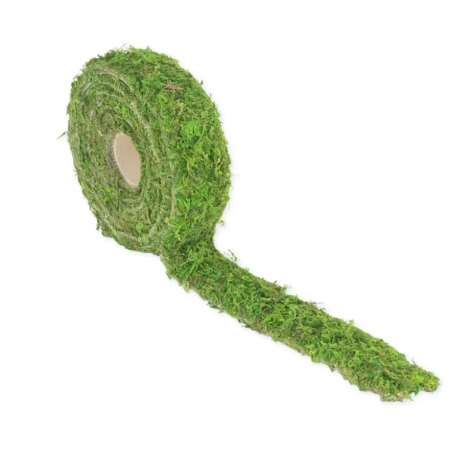 RUBAN DE TABLE MOUSSE NATURE VÉGÉTAL 5CMX5M VERT