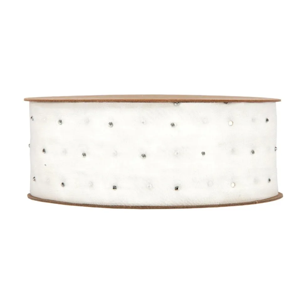 RUBAN STRASS DIAMANTS 4CMX20M BLANC