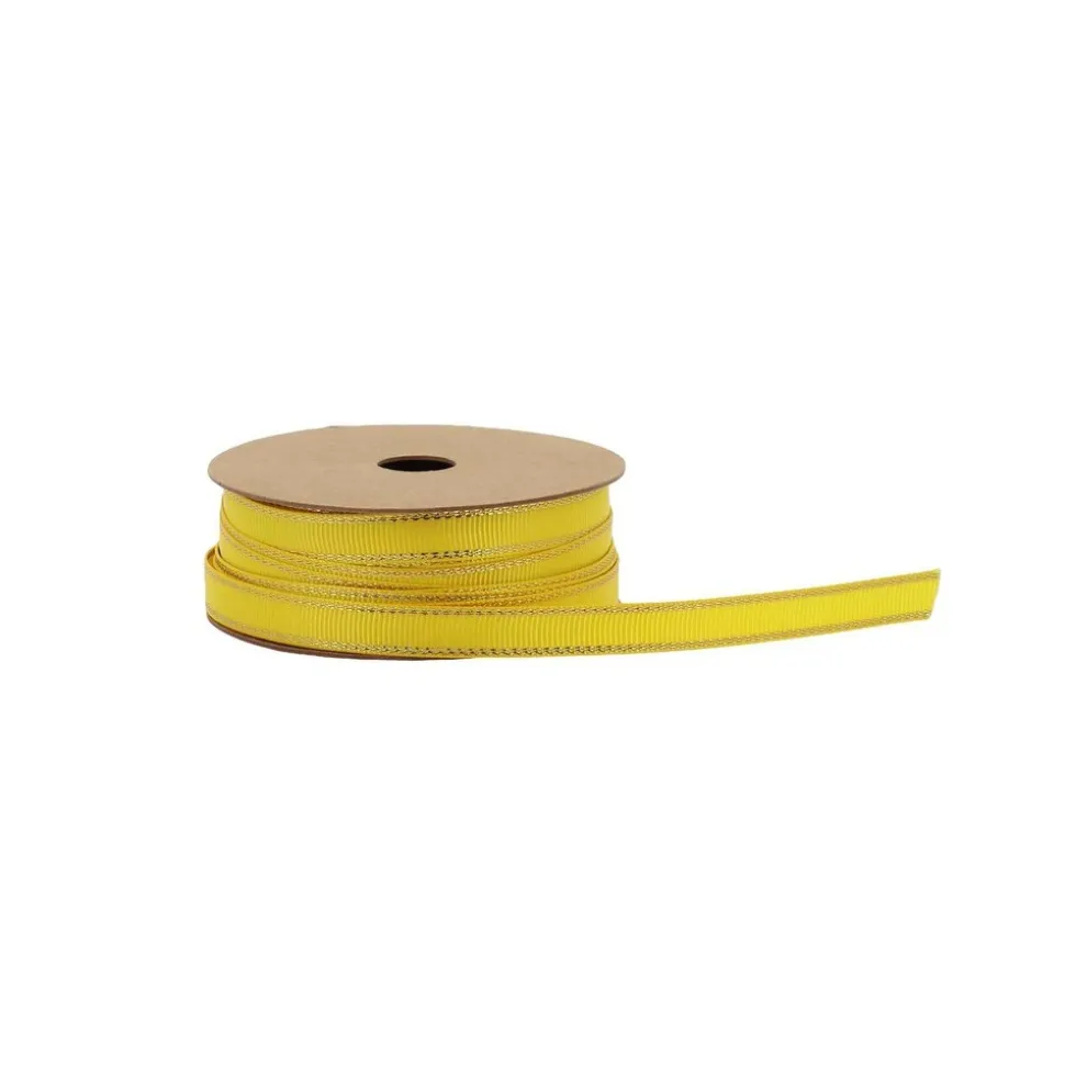 RUBAN TISSU LISERÉ OR 1CMX5M CITRON