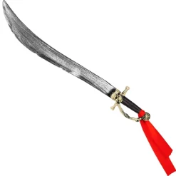 SABRE PLASTIQUE CORSAIRE CRÂNE RUBAN ROUGE 82CM