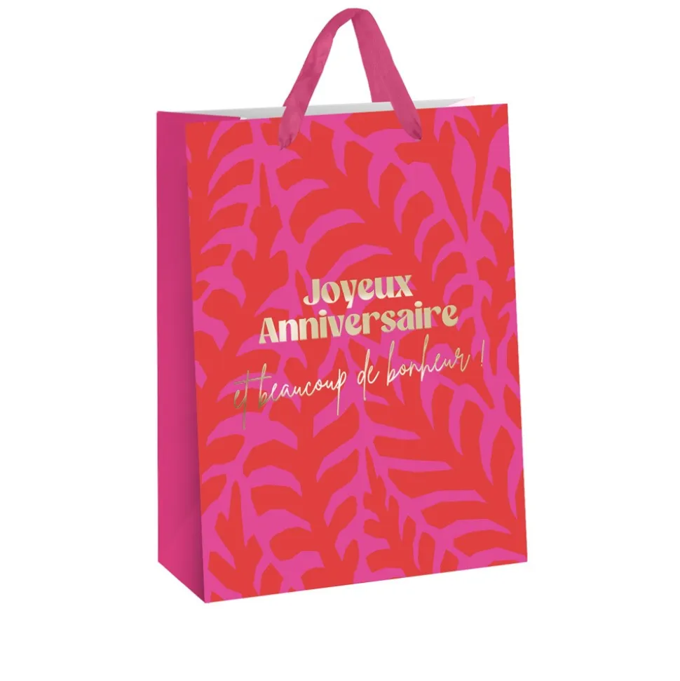SAC CADEAU CARTON ANNIVERSAIRE 26X13X32CM FUCHSIA