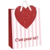 SAC CADEAU CARTON CUR PAILLETÉ 32X6.5X40CM ROUGE
