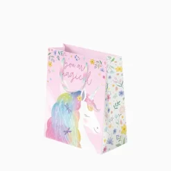 SAC CADEAU CARTON LICORNE MAGIQUE 26X10X32CM ROSE