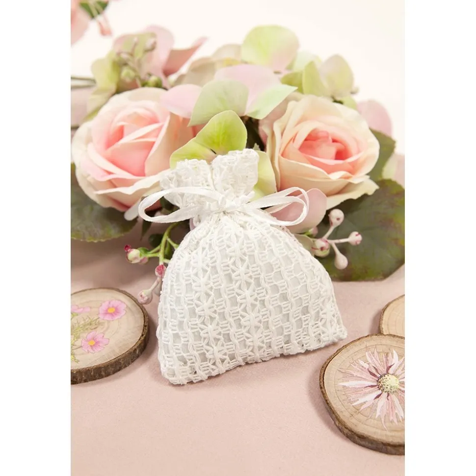 4 SACHETS CROCHET DENTELLE 10X8CM BLANC