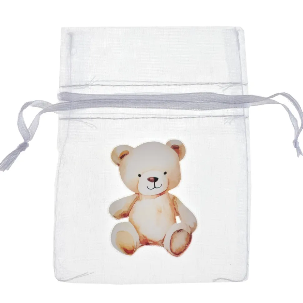 4 SACHETS ORGANDI LITTLE TEDDY 7.5X10CM IVOIRE