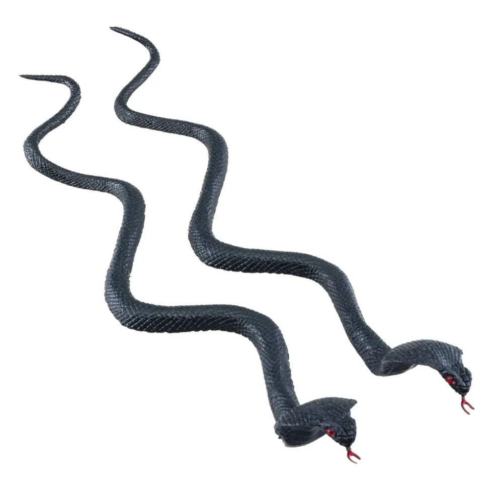 2 SERPENTS COBRA DÉCO PLASTIQUE 35CM NOIR
