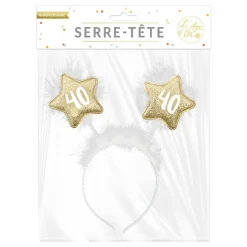 SERRE-TÊTE ANNIVERSAIRE 40AINE OR PAILLETÉ