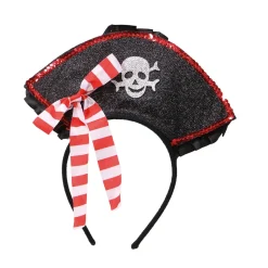 SERRE-TÊTE CHAPEAU PIRATE DENTELLE NOIR ADULTE