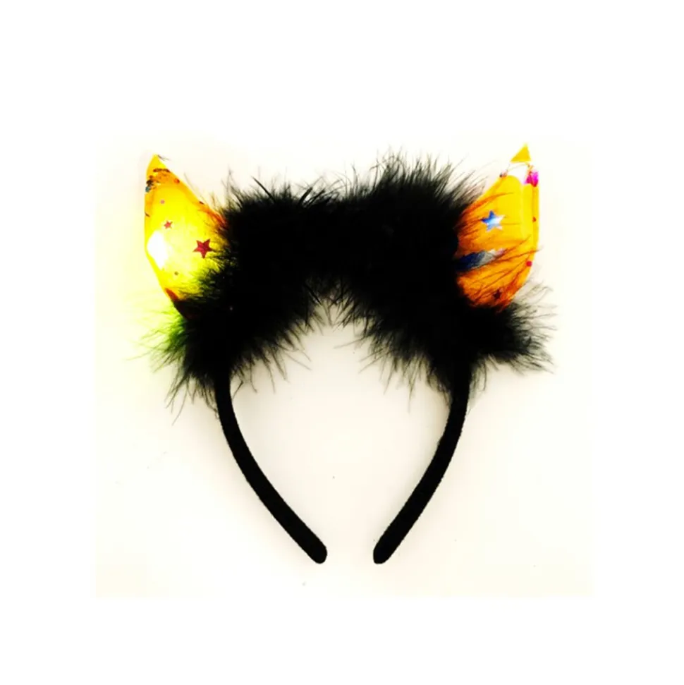 SERRE-TÊTE CORNES DIABLE LED PLUME NOIR ADULTE