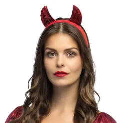 SERRE-TÊTE CORNES DIABLE SEQUIN ROUGE ADULTE