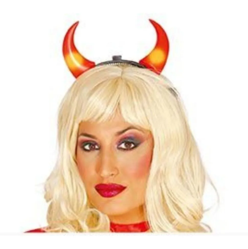 SERRE-TÊTE CORNES DIABLESSE ROUGE LED ADULTE