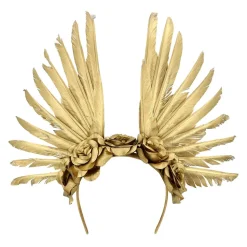 SERRE-TÊTE COURONNE PLUMES ROSES DORÉES ADULTE