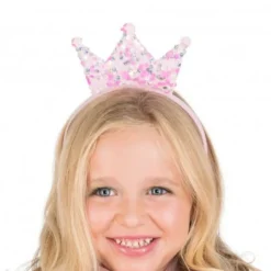 SERRE-TÊTE COURONNE PRINCESSE SEQUINS ROSE ENFANT