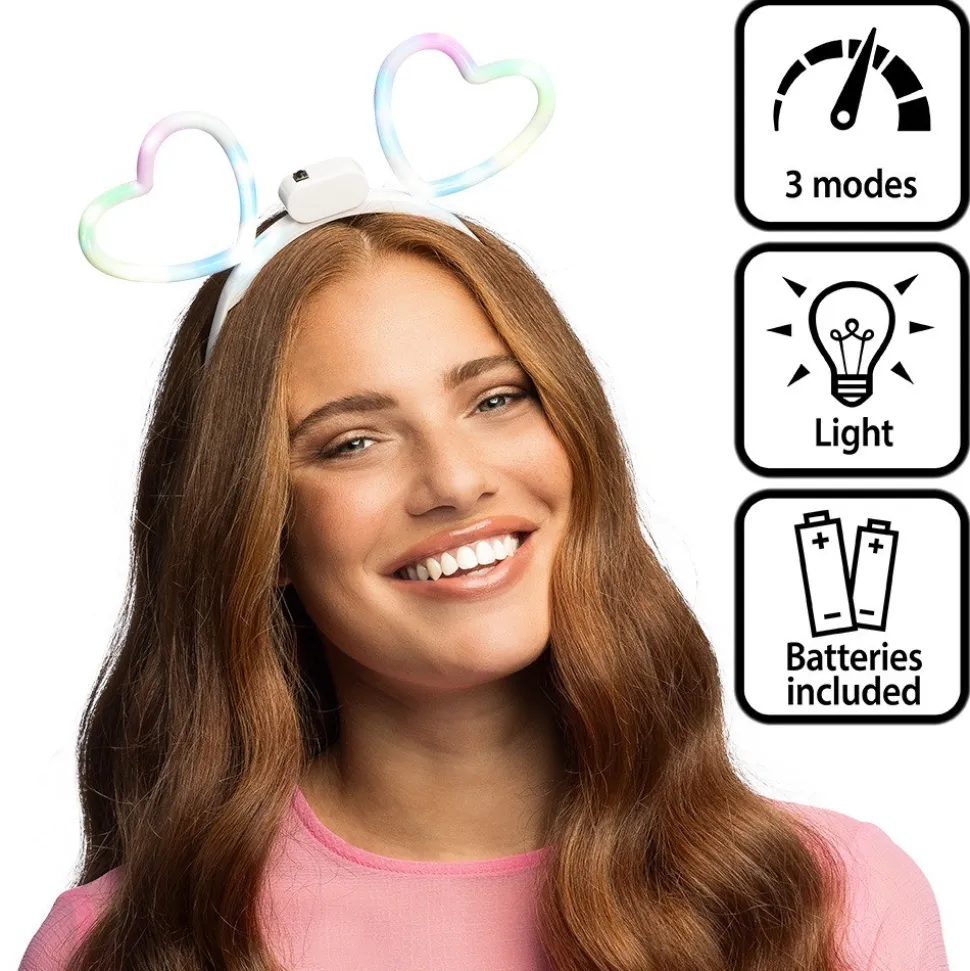 SERRE-TÊTE LED C?'URS LUMINEUX 3 MODES ADULTE