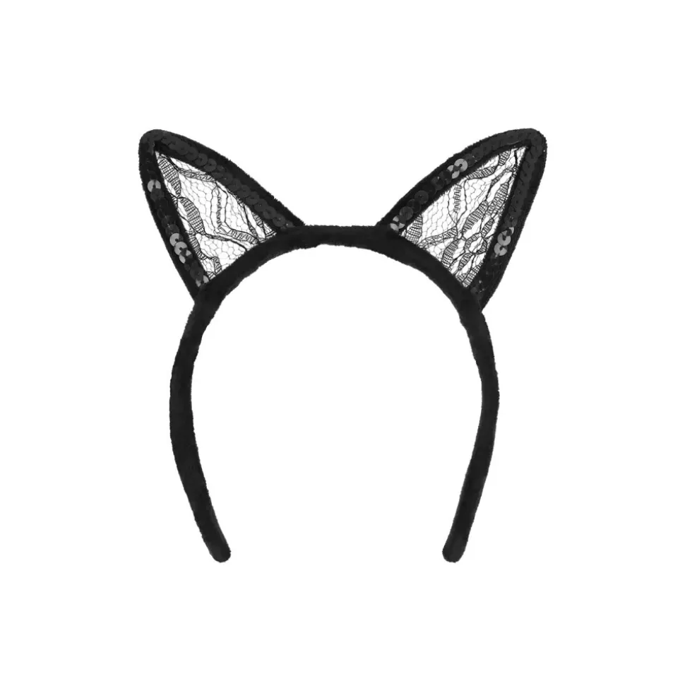 SERRE-TÊTE OREILLES CHAT DENTELLE NOIR FEMME