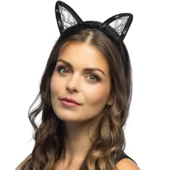 SERRE-TÊTE OREILLES CHAT DENTELLE NOIR FEMME