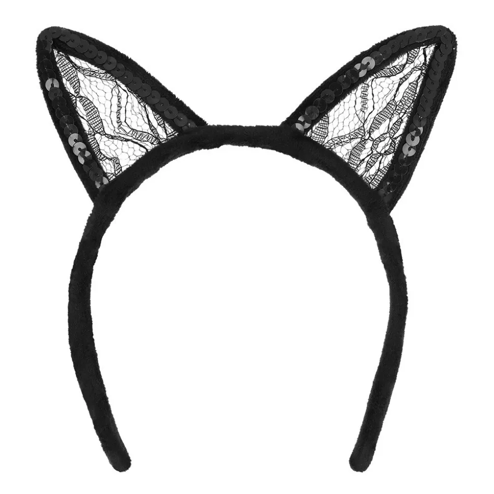 SERRE-TÊTE OREILLES CHAT DENTELLE NOIR FEMME
