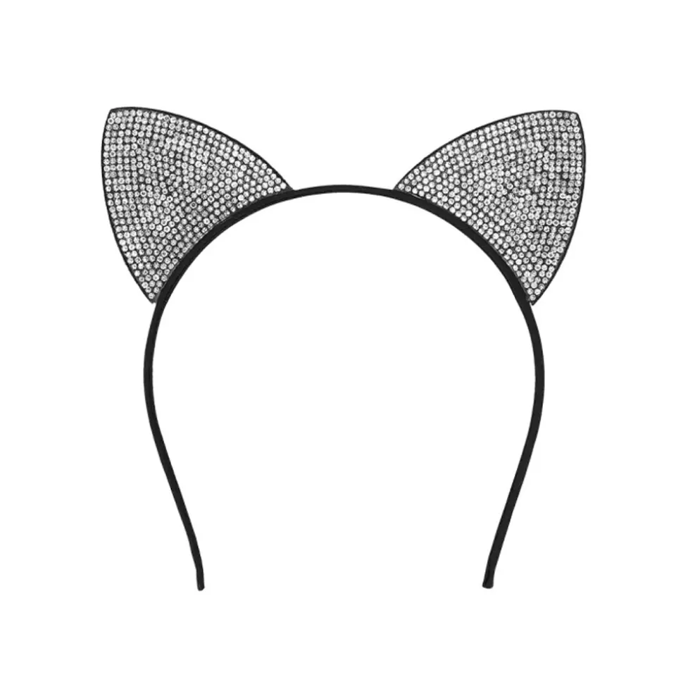 SERRE-TÊTE OREILLES CHAT STRASS ARGENT FEMME