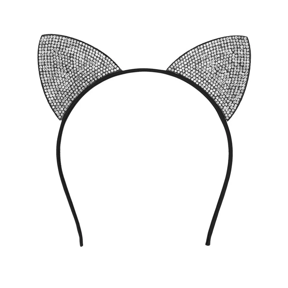SERRE-TÊTE OREILLES CHAT STRASS ARGENT FEMME