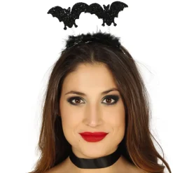 SERRE-TÊTE À RESSORTS CHAUVE-SOURIS PLUMES NOIR