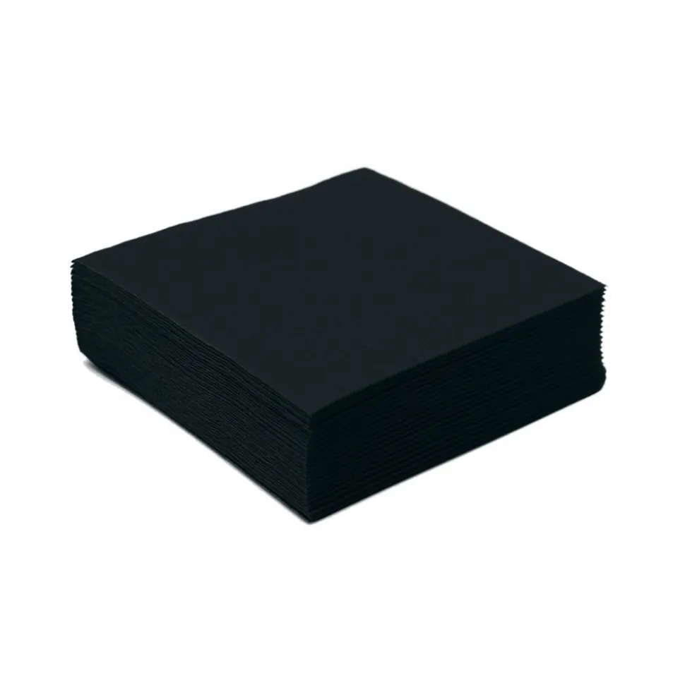 40 SERVIETTES COCKTAIL PAPIER 25CM NOIR