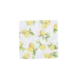 20 SERVIETTES COCKTAIL PAPIER CITRONS 24CM JAUNE