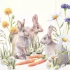 20 SERVIETTES COCKTAIL PAPIER LAPIN CAROTTES 25CM