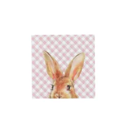20 SERVIETTES COCKTAIL PAPIER VICHY LAPIN 24CM